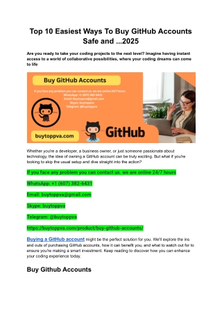 Top 10 Easiest Ways To Buy GitHub Accounts Safe and ...2025