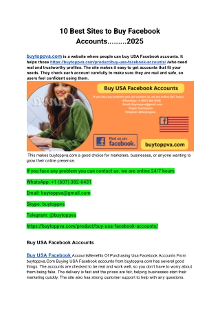 10 Best Sites to Buy Facebook Accounts.........2025
