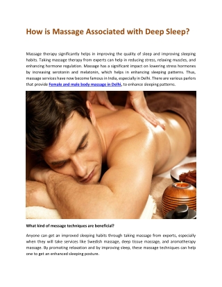 How is Massage Associated with Deep Sleep