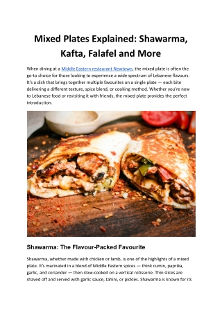 Mixed Plates Explained_ Shawarma, Kafta, Falafel and More