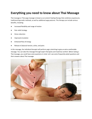 Everything you need to know about Thai Massage