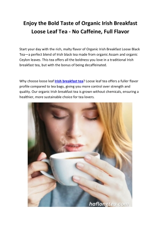 Organic Decaf Irish Breakfast Tea | Haflong Tea