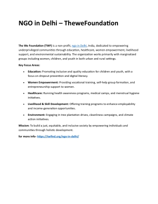 NGO in Delhi – TheweFoundation