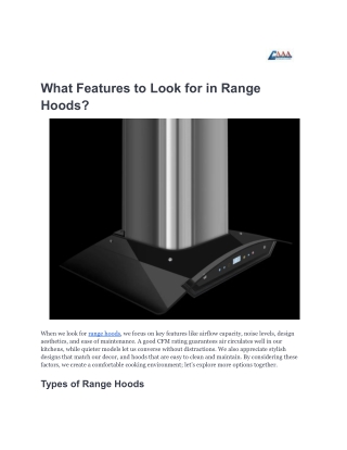 What Features to Look for in Range Hoods_