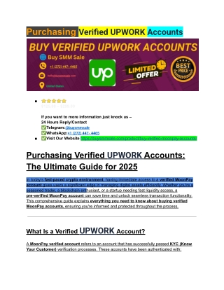 Purchasing Verified UPWORK Accounts