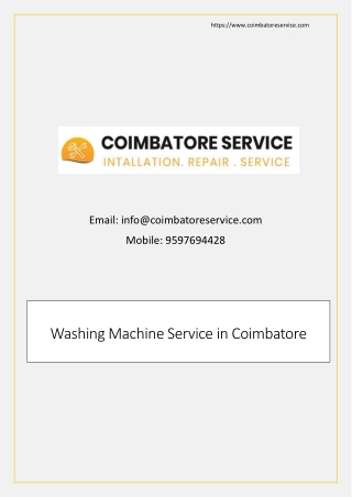 Washing Machine Service in Coimbatore