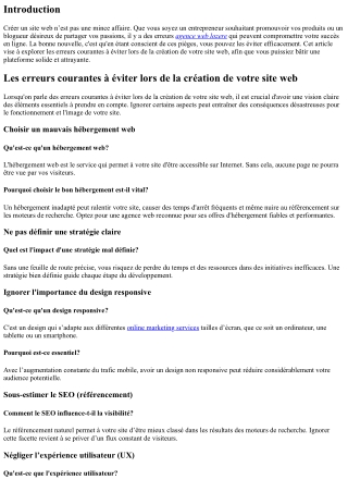 Les erreurs courantes à éviter lors de la création de votre site web