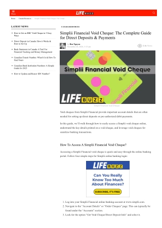LifeBuzz Planning: Simplii Financial Void Cheque