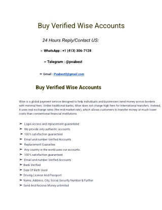 Top Site to Buy Verified Wise Accounts In 2025