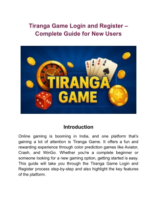 Tiranga Game Login and Register – Complete Guide for New Users