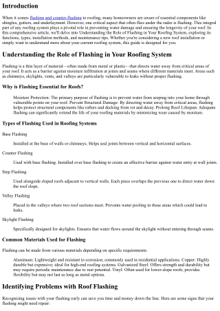 Understanding the Role of Flashing in Your Roofing System