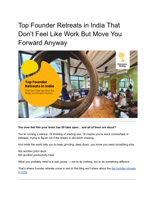 Top Founder Retreats in India