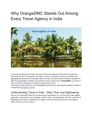 Why OrangeDMC Stands Out Among Every Travel Agency in India