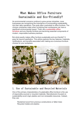 What Makes Office Furniture Sustainable and Eco