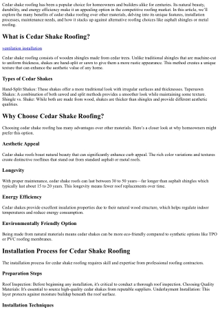 Exploring the Benefits of Cedar Shake Roofing Over Other Materials