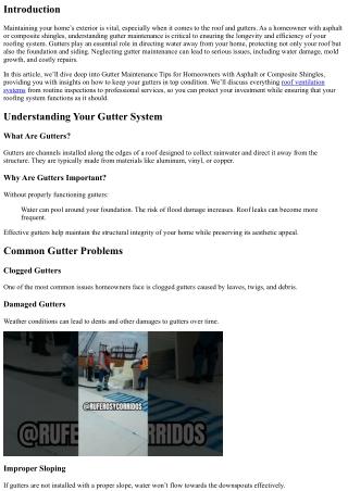 Gutter Maintenance Tips for Homeowners with Asphalt or Composite Shingles