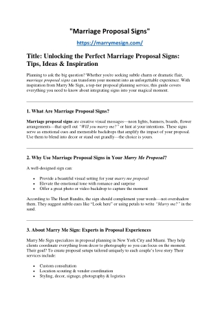 Marriage Proposal Signs