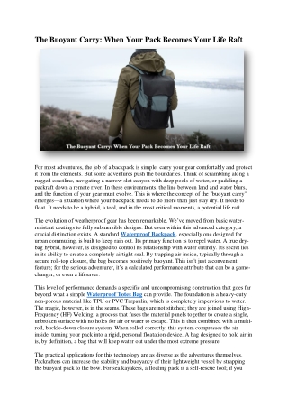 The Buoyant Carry When Your Pack Becomes Your Life Raft