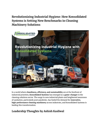 Konsolidated Transforming Industrial Hygiene Through Innovative Machine Design