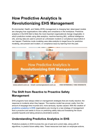 How Predictive Analytics Is Revolutionizing EHS Management