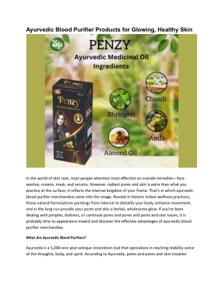 Ayurvedic Blood Purifier Products for Glowing, Healthy Skin