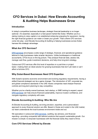 CFO Services in Dubai_ How Elevate Accounting & Auditing Helps Businesses Grow