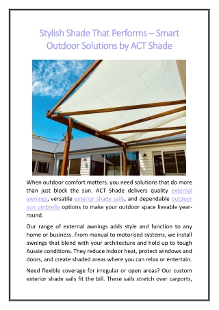 Stylish Shade That Performs – Smart Outdoor Solutions by ACT Shade