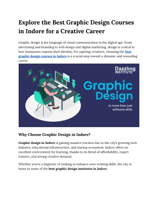 Explore the Best Graphic Design Courses in Indore for a Creative Career