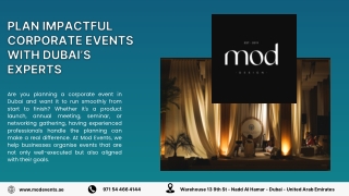 Plan Impactful Corporate Events with Dubai’s Experts