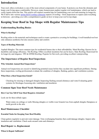 Keeping Your Roof in Top Shape with Regular Maintenance Tips