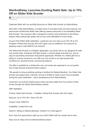 StarAndDaisy Launches Exciting Rakhi Sale_ Up to 70% Off on Glider Kids Scooter