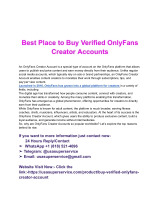 Best Place to Buy Verified OnlyFans Creator Accounts