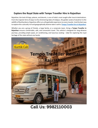 Explore the Royal State with Tempo Traveller Hire in Rajasthan