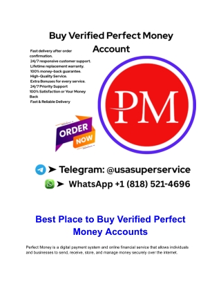 Best Place to Buy Verified Perfect Money Accounts
