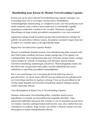 Handleiding naar Plukken de Beste Gewichtsverlies Capsules