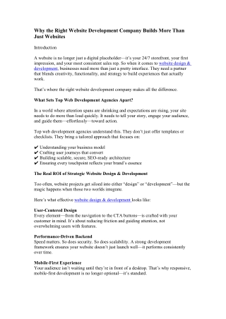 Why the Right Website Development Company Builds More Than Just Website