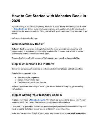 How to Get Started with Mahadev Book in 2025