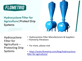 Hydrocyclone Filter for Agriculture Protecting Drip and Sprinkler Systems