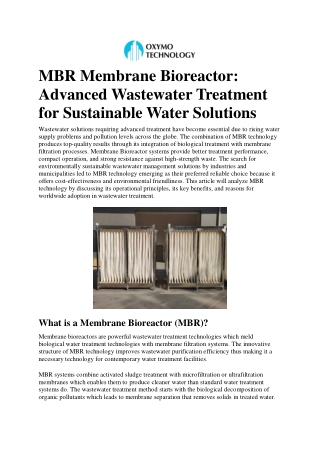 MBR Membrane Bioreactor | MBR Flat Sheet Membrane Manufacturer