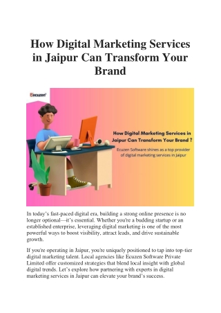 How Digital Marketing Services in Jaipur Can Transform Your Brand