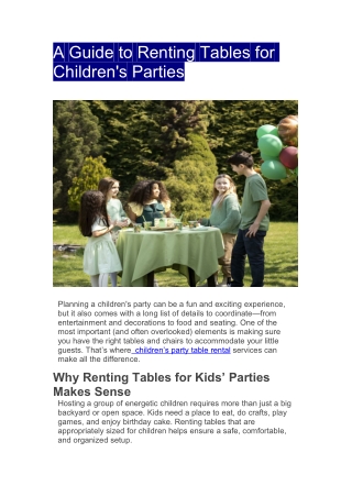 A Guide to Renting Tables for Children