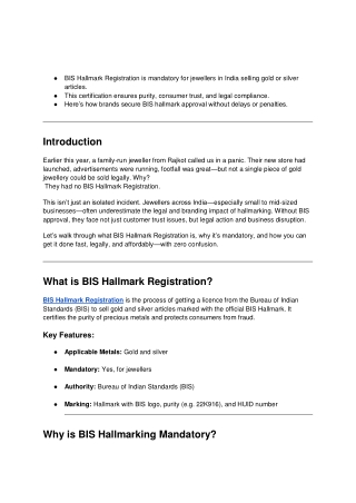 BIS Hallmark Registration