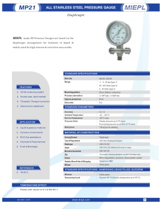 All Stainless Steel Pressure Gauge - Diaphragm | India Pressure Gauge