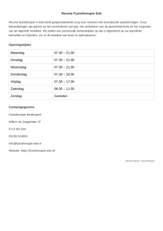 reuma fysiotherapie ede