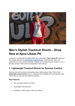 Post 11 - Men’s Stylish Tracksuit Shorts – Shop Now at Apna Libaas PK