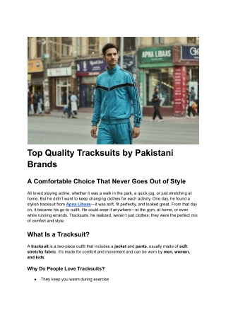 Post 12 - Top Quality Tracksuits by Pakistani Brands
