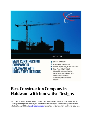 Best Construction Company in Haldwani with Innovative Designs
