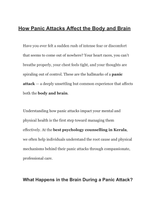 How Panic Attacks Affect the Body and Brain