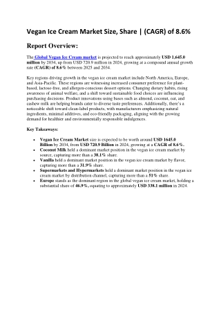 Market Opportunities in Vegan Ice Cream Industry | 2025–2034