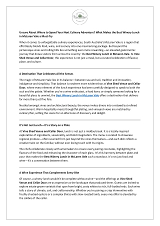 Unsure About Where to Spend Your Next Culinary Adventure - What Makes the Best Winery Lunch in McLaren Vale a Must-Try